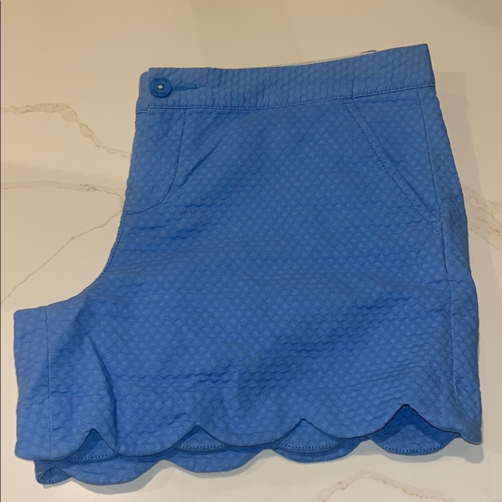 Blue Scalloped Hem Skirt